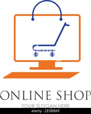 online shop logo vector icon illustration template design Stock Vector