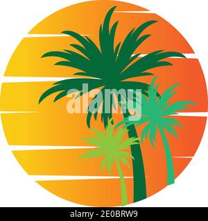 Palm tree summer logo template vector illustration Stock Vector