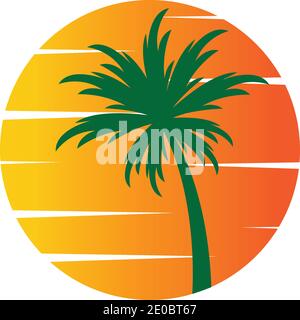 Palm tree summer logo template vector illustration Stock Vector
