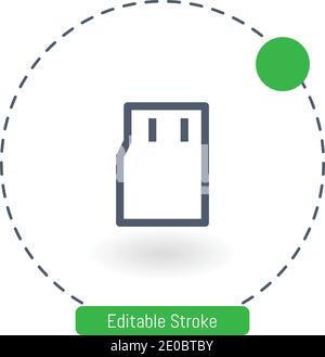 sd card vector icon editable stroke outline icons for web and mobile Stock Vector