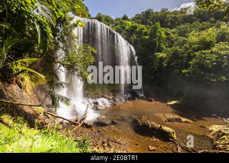 Ngardmau Waterfall in deep jngule of rain forest mountain, Ngardmau, Island of Babeldaob, Palau, Micronesia, Oceania Stock Photo