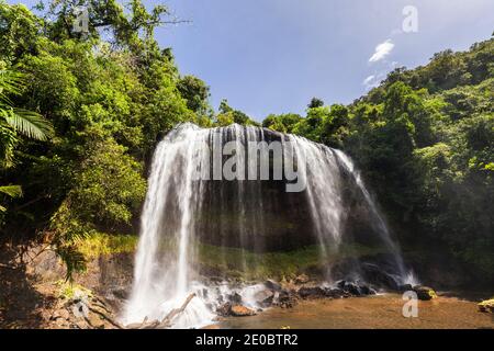 Ngardmau Waterfall in deep jngule of rain forest mountain, Ngardmau, Island of Babeldaob, Palau, Micronesia, Oceania Stock Photo