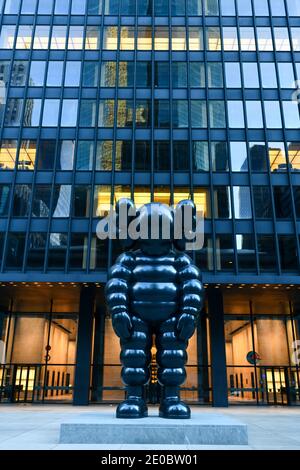 New York City - November 14, 2020: What Party statue by Kaws in plaza by Seagram building. Stock Photo