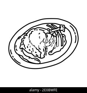 Confit de canard France Food Hand Drawn Icon Set Vector. Stock Vector