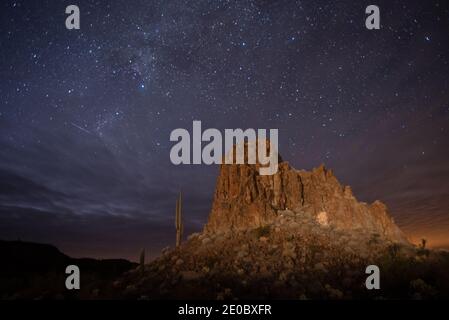 Sonoran Desert under a starry sky Stock Photo