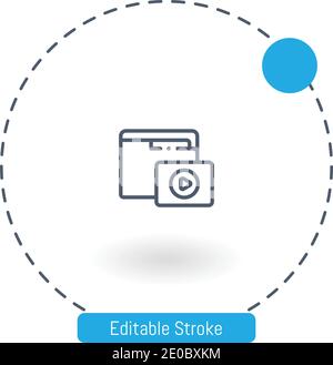 video folder vector icon editable stroke outline icons for web and mobile Stock Vector