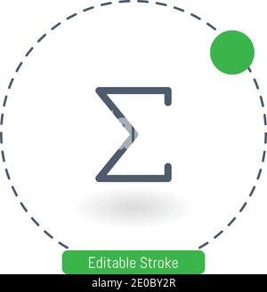 sigma vector icon editable stroke outline icons for web and mobile Stock Vector
