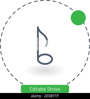 eighth note vector icon editable stroke outline icons for web and mobile Stock Vector