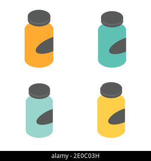 Plastic bottles set for medicine isometric vector illustration Stock Vector