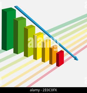 Abstract colorful rectangles with a blue arrow above them Stock Vector