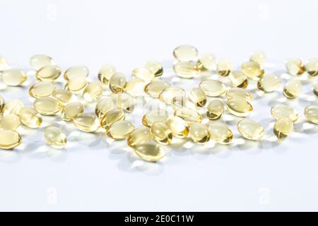 evening primrose oil capsules isolated Stock Photo