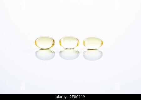 evening primrose oil capsules isolated Stock Photo