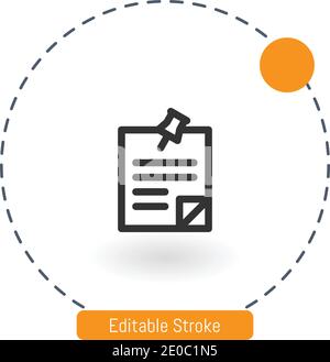 sticky notes vector icon editable stroke outline icons for web and mobile Stock Vector