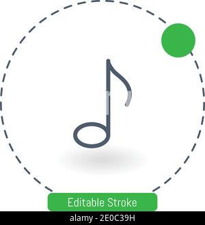 eighth note vector icon editable stroke outline icons for web and mobile Stock Vector