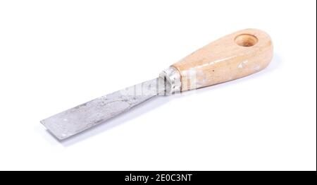 Old used putty knife isolated on white background Stock Photo