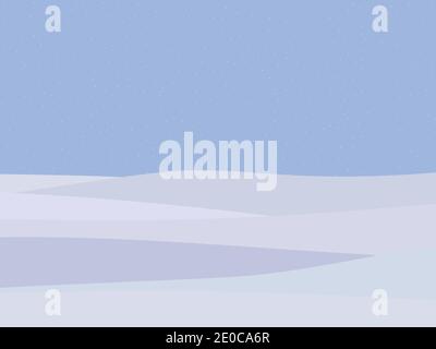 Winter landscape with falling snow in minimalist style. Snowy wavy landscape with hills. Boho decor for prints, posters and interior design. Mid Centu Stock Vector