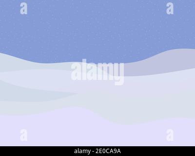 Winter landscape with falling snow in minimalist style. Snowy wavy landscape with hills. Boho decor for prints, posters and interior design. Mid Centu Stock Vector