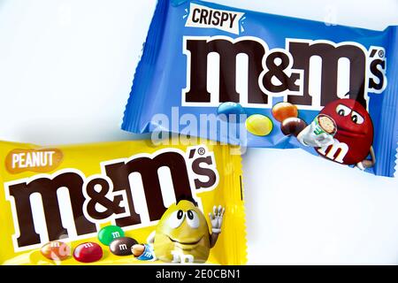 Packet of crispy M&M's on white background Stock Photo - Alamy