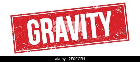 GRAVITY text on red grungy rectangle stamp sign. Stock Photo