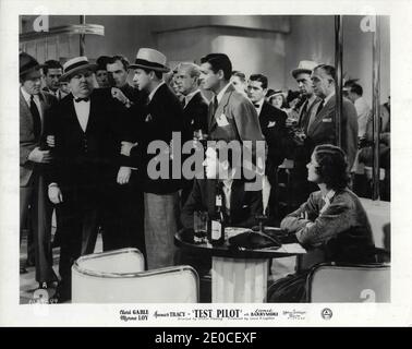 CLARK GABLE SPENCER TRACY and MYRNA LOY in TEST PILOT 1938 director VICTOR FLEMING original story Frank Wead music Franz Waxman Metro Goldwyn Mayer Stock Photo