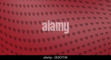 background with hearts on red, panoramic illustration, pattern for design. Stock Photo