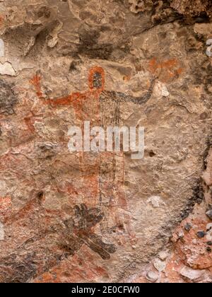 Rock art pictographs of the Cochimi people, Cueva del Raton, UNESCO World Heritage Site, Sierra de San Francisco, Baja California Sur, Mexico Stock Photo