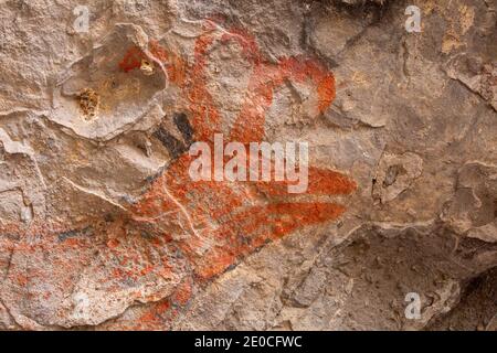 Rock art pictographs of the Cochimi people, Cueva del Raton, UNESCO World Heritage Site, Sierra de San Francisco, Baja California Sur, Mexico Stock Photo