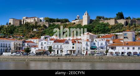 Alcacer do Sal Castle and promenade along the Sado River, Lisbon coast, Portugal, Europe Stock Photo