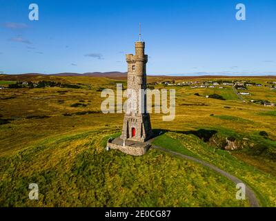 Aerial of the 1st World War Memorial, Isle of Lewis, Outer Hebrides, Scotland, United Kingdom, Europe Stock Photo