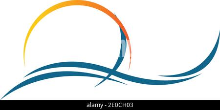 sea Water wave and sun icon vector illustration design logo - Vector Stock Vector