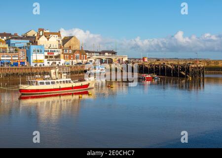 View of boats in Bridlington Harbour, Bridlington, North Yorkshire, England, United Kingdom, Europe Stock Photo