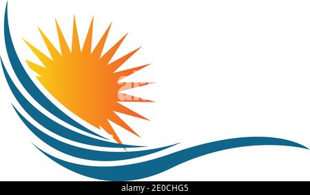 sea Water wave and sun icon vector illustration design logo - Vector Stock Vector