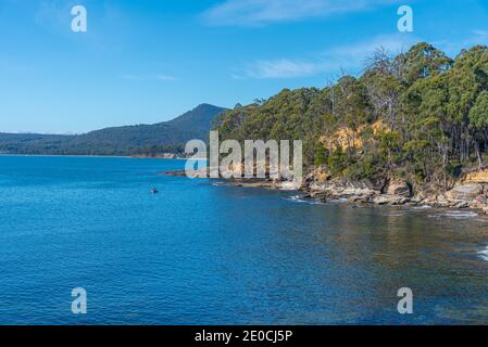 Cliffs of Fluted Cape at Bruny island in Tasmania, Australia Stock Photo