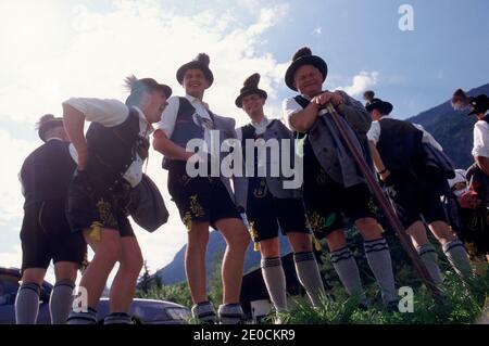 Germany /Bavaria / A group of Bavarian peopel wearing traditional clothes. Stock Photo