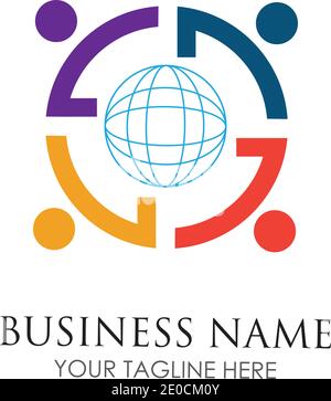 World Community people Logo illustration design template Stock Vector