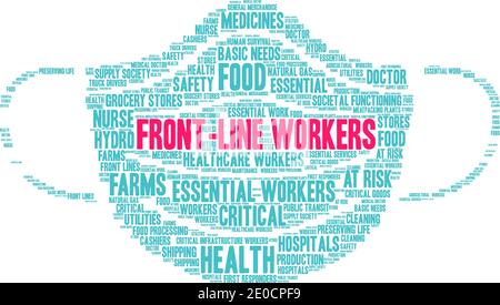 Front Line Workers word cloud on a white background Stock Vector Image ...
