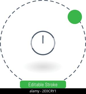 circular clock with on clock hand vector icon editable stroke outline icons for web and mobile Stock Vector