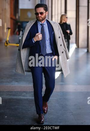 MILAN, Italy: 22 February 2020: Young model Valeria Buldini street