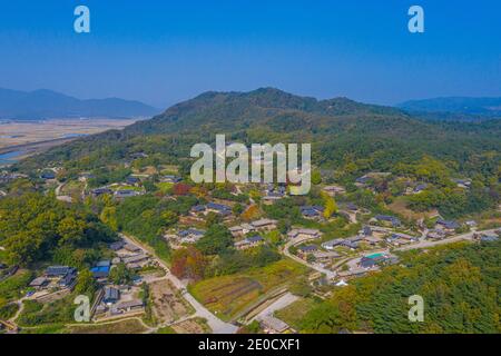 Aerial view of Yangdong Folk Village in Republic of Korea Stock Photo