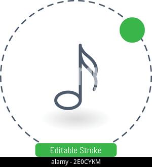 sixteenth note vector icon editable stroke outline icons for web and mobile Stock Vector