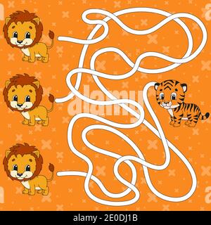 Maze. Game for kids. Funny labyrinth. Education developing worksheet. Activity page. Puzzle for children. Cute cartoon style. Riddle for preschool. Lo Stock Vector