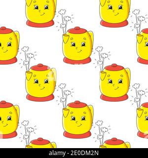 Colored seamless pattern with cute cartoon character. Simple flat vector illustration isolated on white background. Design wallpaper, fabric, wrapping Stock Vector