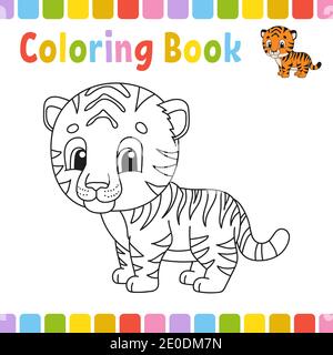 Coloring book pages for kids. Cute cartoon vector illustration Stock Vector