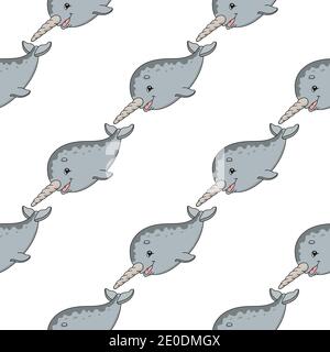 Colored seamless pattern with cute cartoon character. Simple flat vector illustration isolated on white background. Design wallpaper, fabric, wrapping Stock Vector