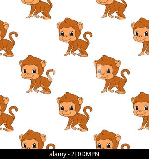 Colored seamless pattern with cute cartoon character. Simple flat vector illustration isolated on white background. Design wallpaper, fabric, wrapping Stock Vector