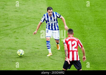 Andoni Gorosabel of Real Sociedad during the Spanish championship La Liga football match between Athletic Club and Real Sociedad on December 31, 2020 at San Mames stadium in Bilbao, Spain - Photo Inigo Larreina/Spain DPPI/DPPI/LM Credit: Paola Benini/Alamy Live News Stock Photo