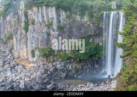 Jeongbang falls near Seogwipo in Republic of Korea Stock Photo