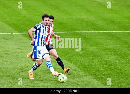 Mikel Oyarzabal of Real Sociedad during the Spanish championship La Liga football match between Athletic Club and Real Sociedad on December 31, 2020 at San Mames stadium in Bilbao, Spain - Photo Inigo Larreina / Spain DPPI / DPPI / LM Stock Photo