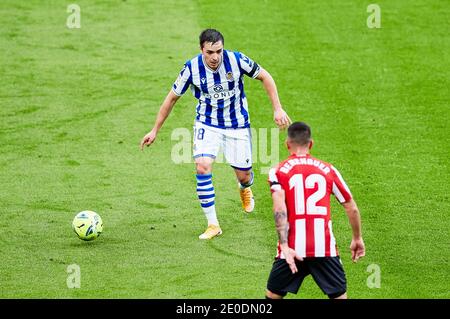 Andoni Gorosabel of Real Sociedad during the Spanish championship La Liga football match between Athletic Club and Real Sociedad on December 31, 2020 at San Mames stadium in Bilbao, Spain - Photo Inigo Larreina / Spain DPPI / DPPI / LM Stock Photo