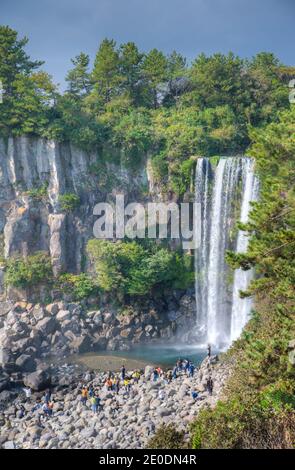 Jeongbang falls near Seogwipo in Republic of Korea Stock Photo